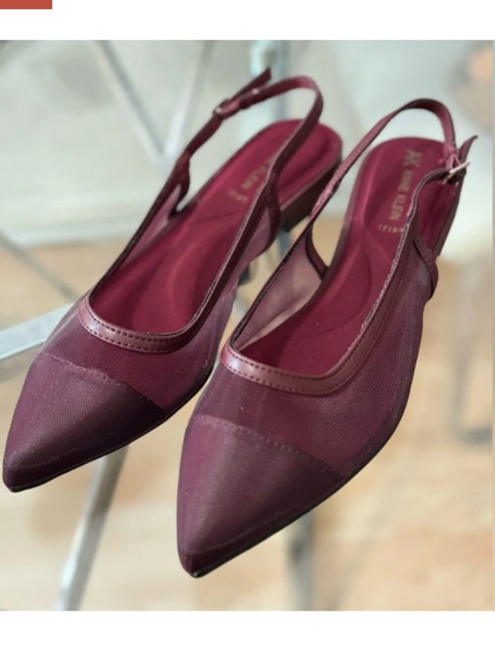 Anne Klein iflex Burgundy Mesh Slingback Flat Pointy toe